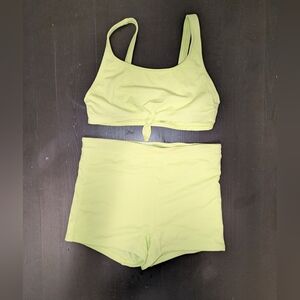 Girls Size XL(14) 2-piece Swimsuit Bright Yellow-Geeen